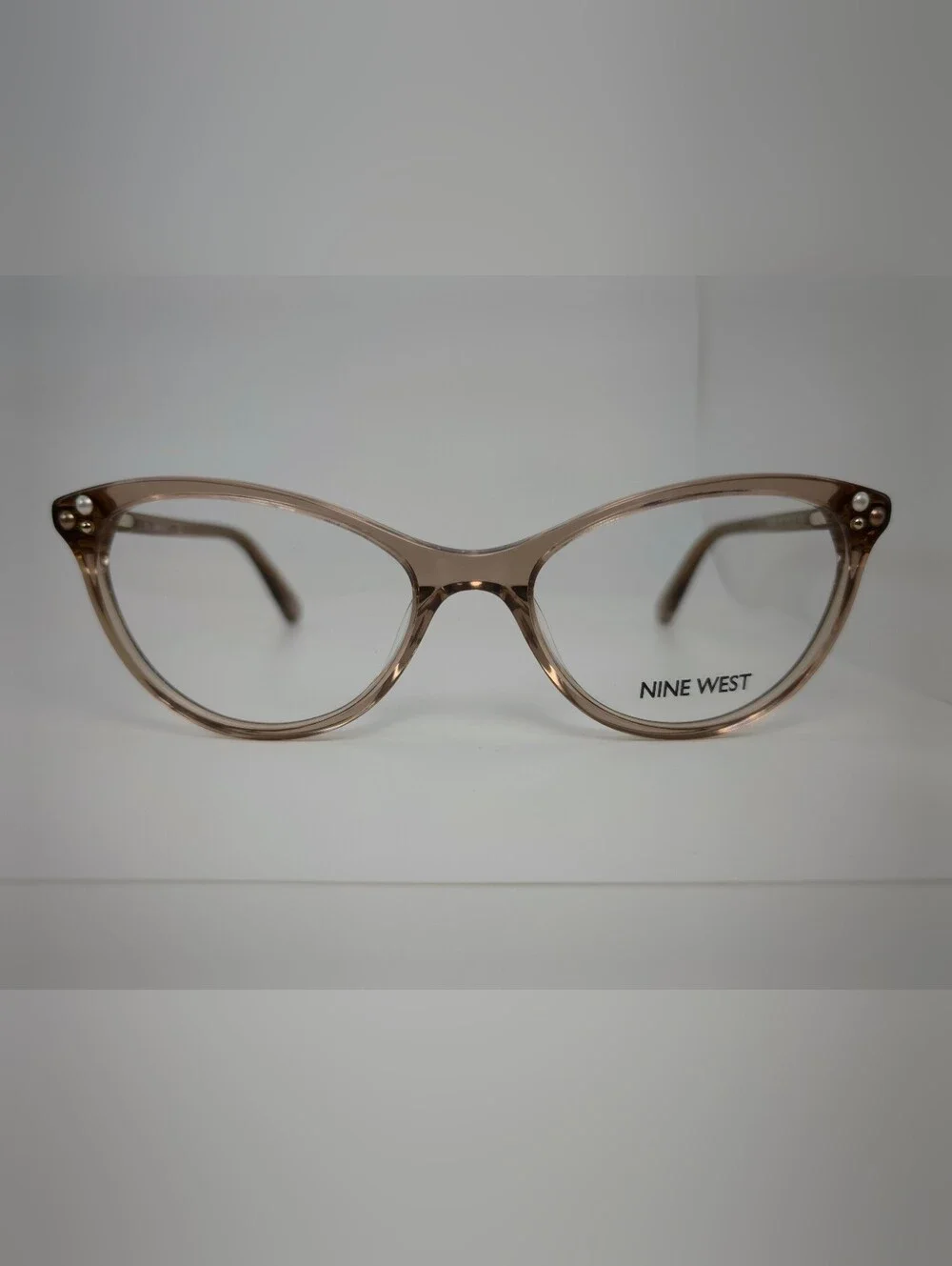 Nine West NW5152 Taupe Cat-Eye Eyeglass Frames with Pearl Accent.